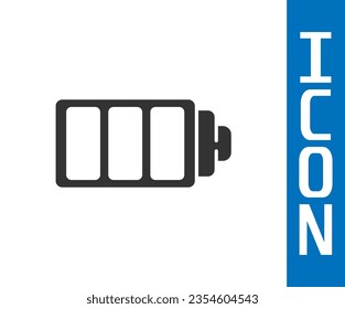 Grey Battery charge level indicator icon isolated on white background.  Vector Illustration
