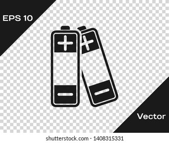 Grey Battery icon isolated on transparent background. Lightning bolt symbol. Vector Illustration
