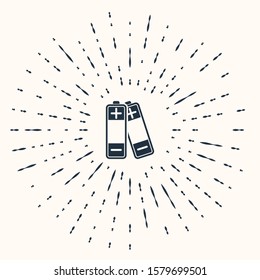 Grey Battery icon isolated on beige background. Lightning bolt symbol. Abstract circle random dots. Vector Illustration