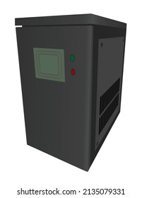 Grey Battery Storage Isolated. Vector