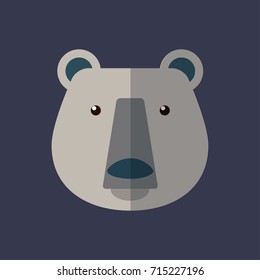 Grey bear flat vector illustration.