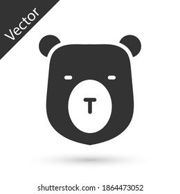 Grey Bear head icon isolated on white background. Vector.