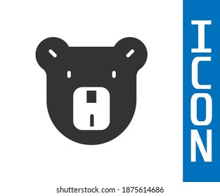 Grey Bear head icon isolated on white background.  Vector