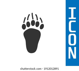 Grey Bear paw footprint icon isolated on white background.  Vector