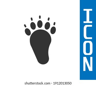 Grey Bear paw footprint icon isolated on white background.  Vector