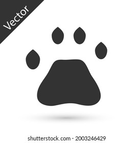 Grey Bear paw footprint icon isolated on white background.  Vector