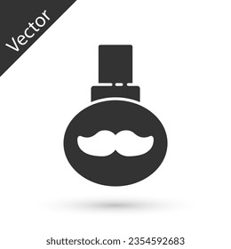 Grey Beard and mustaches care oil bottle icon isolated on white background. Glass bottle with pipette.  Vector Illustration