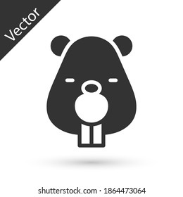 Grey Beaver animal icon isolated on white background. Vector.