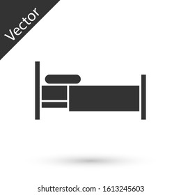 Grey Bed icon isolated on white background.  Vector Illustration