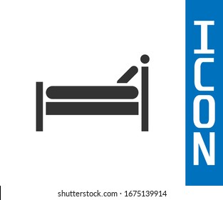 Icono de Cama gris aislado en fondo blanco.  Ilustración vectorial