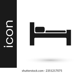 Grey Bed icon isolated on white background.  Vector Illustration
