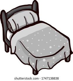 Grey bed , illustration, vector on white background