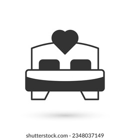 Grey Bedroom icon isolated on white background. Wedding, love, marriage symbol. Bedroom creative icon from honeymoon collection.  Vector