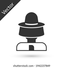 Grey Beekeeper with protect hat icon isolated on white background. Special protective uniform. Vector