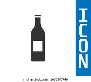 Grey Beer bottle icon isolated on white background.  Vector Illustration