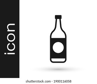 Grey Beer bottle icon isolated on white background.  Vector Illustration
