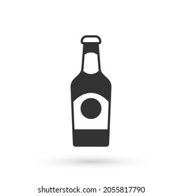 Grey Beer bottle icon isolated on white background.  Vector