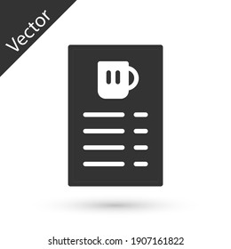 Grey Beer menu icon isolated on white background. Beer restaurant brochure. Vector.