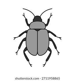 Escarabajo gris Ilustración vectorial 81 aislado sobre fondo blanco