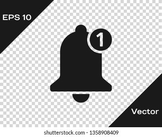 Grey Bell icon isolated on transparent background. New Notification icon. New message icon. Vector Illustration