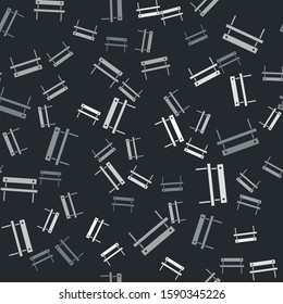 Grey Bench icon isolated seamless pattern on black background.  Vector Illustration