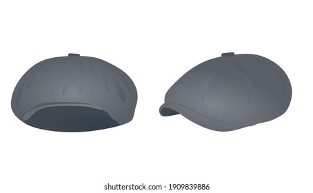 Grey Beret Cap. Vector Illustration