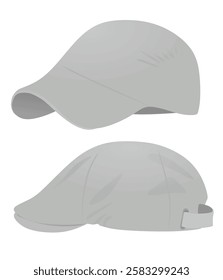 Grey beret cap. vector illustration