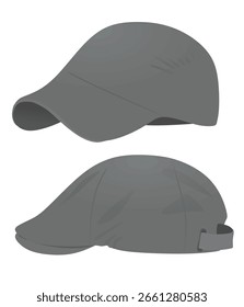 Grey beret cap. vector illustration	