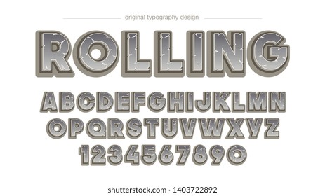 Grey Bevel Bold Stone Typography Isolated Design