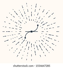 Grey Bezier curve icon isolated on beige background. Pen tool icon. Abstract circle random dots. Vector Illustration