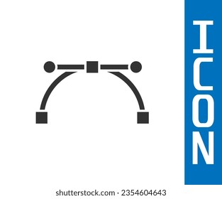 Grey Bezier curve icon isolated on white background. Pen tool icon.  Vector Illustration
