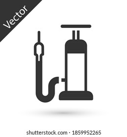 Grey Bicycle air pump icon isolated on white background. Vector.