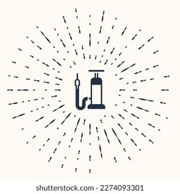 Icono de la bomba de aire en bicicleta gris aislado en fondo beige. Resumen de puntos aleatorios de círculo. Vector
