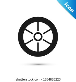 Grey Bicycle wheel icon isolated on white background. Bike race. Extreme sport. Sport equipment.  Vector