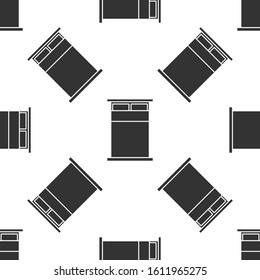 Grey Big bed for two or one person icon isolated seamless pattern on white background.  Vector Illustration