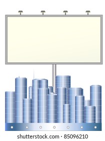 grey big board above the city with many houses