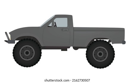 Grey  big wheels truck. vector