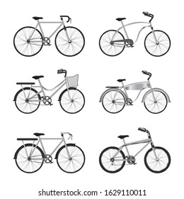 grey bikes set design, Vehicle bicycle cycle healthy lifestyle sport and leisure theme Vector illustration