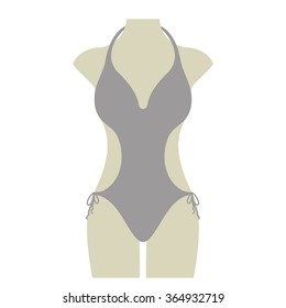 grey Bikini Summer Vector Icon Button