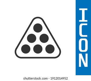 Grey Billiard balls in a rack triangle icon isolated on white background.  Vector