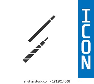 Grey Billiard cue icon isolated on white background.  Vector