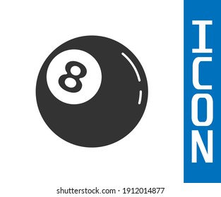 Grey Billiard Pool Snooker Ball With Number 8 Icon Isolated On White Background.  Vector