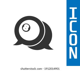 Grey Billiard pool snooker ball with number 8 icon isolated on white background.  Vector