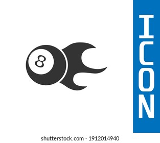 Grey Billiard pool snooker ball with number 8 icon isolated on white background.  Vector