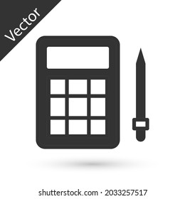 Grey Bingo card with lucky numbers icon isolated on white background.  Vector