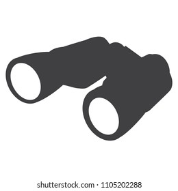 Grey binocular vector icon. Discovery sign, symbol