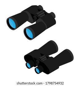 Grey binocular vector illustration, binoculars isolated, binoculars icon, discovery