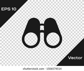 Grey Binoculars icon isolated on transparent background. Find software sign. Spy equipment symbol.  Vector Illustration