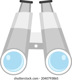 Graue Ferngläser, Illustration, Vektorgrafik auf weißem Hintergrund.