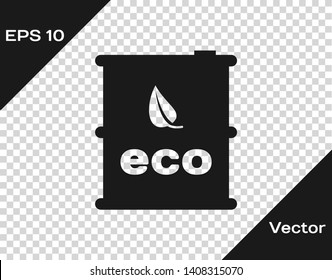 Grey Bio fuel barrel icon isolated on transparent background. Eco bio and canister. Green environment and recycle. Vector Illustration